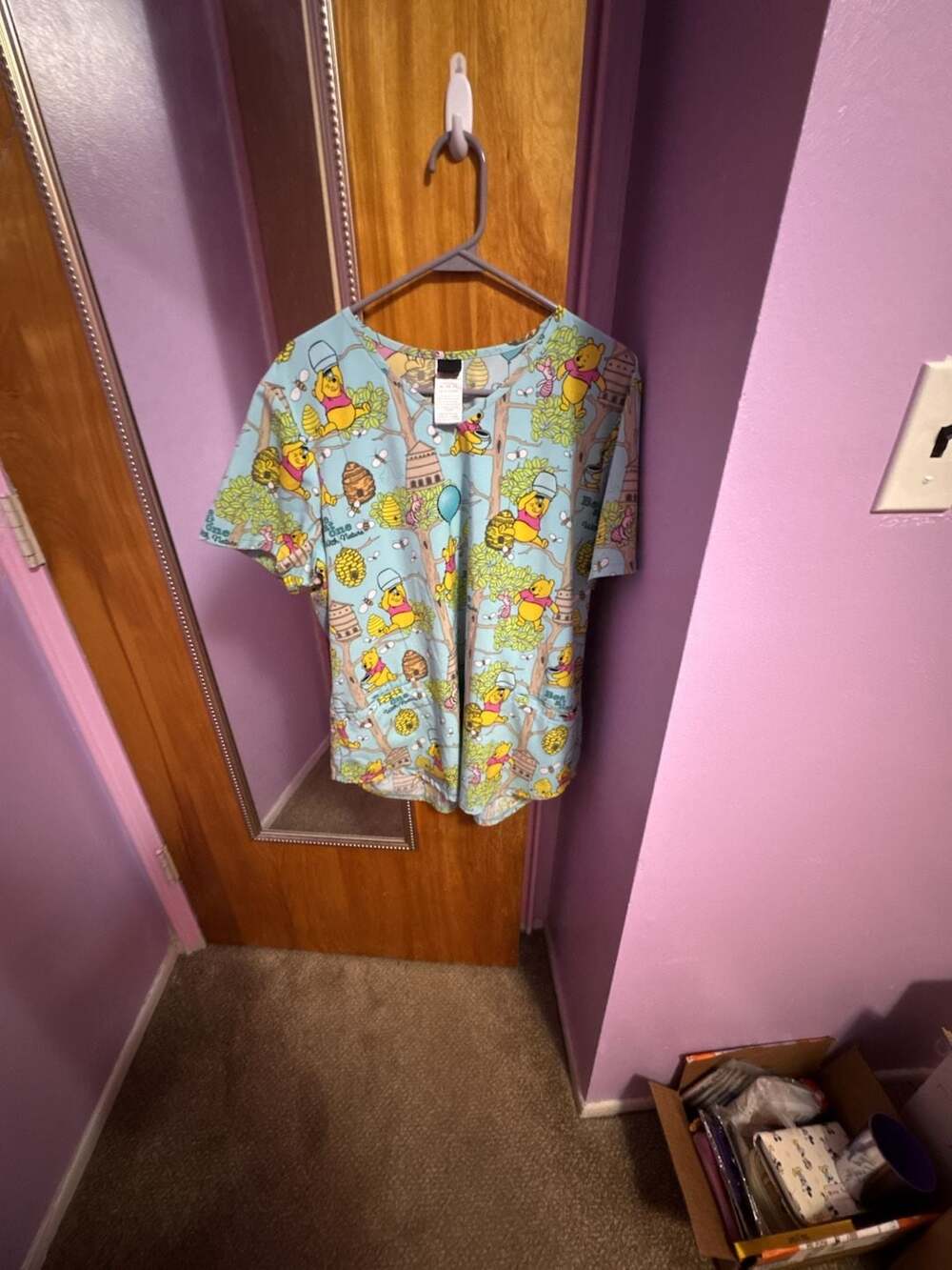 Winnie The Pooh Cherokee Scrubs Tooniforms Disney V Neck Top TF737 PHBN